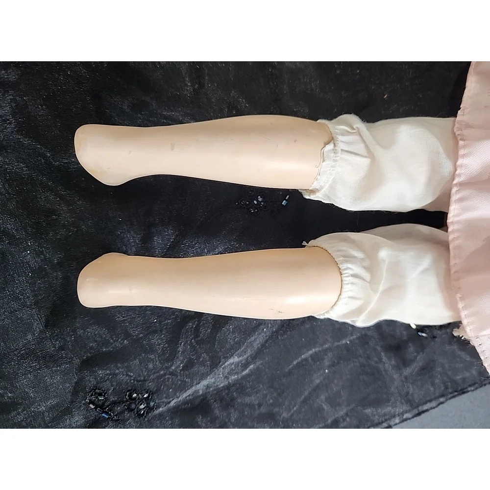 Vintage 17 Inch Hard Plastic Walker Doll Brown Hair Green Eyes